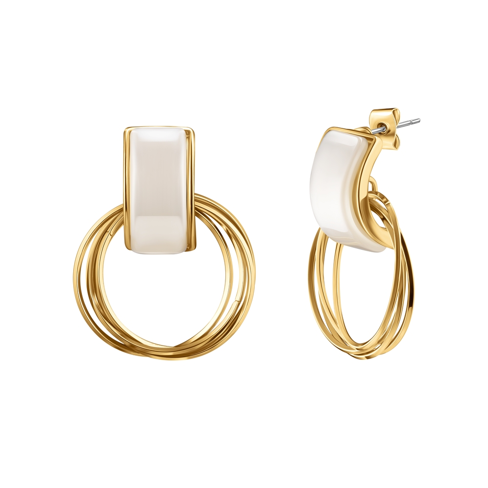 Elegant Gold and White Earrings